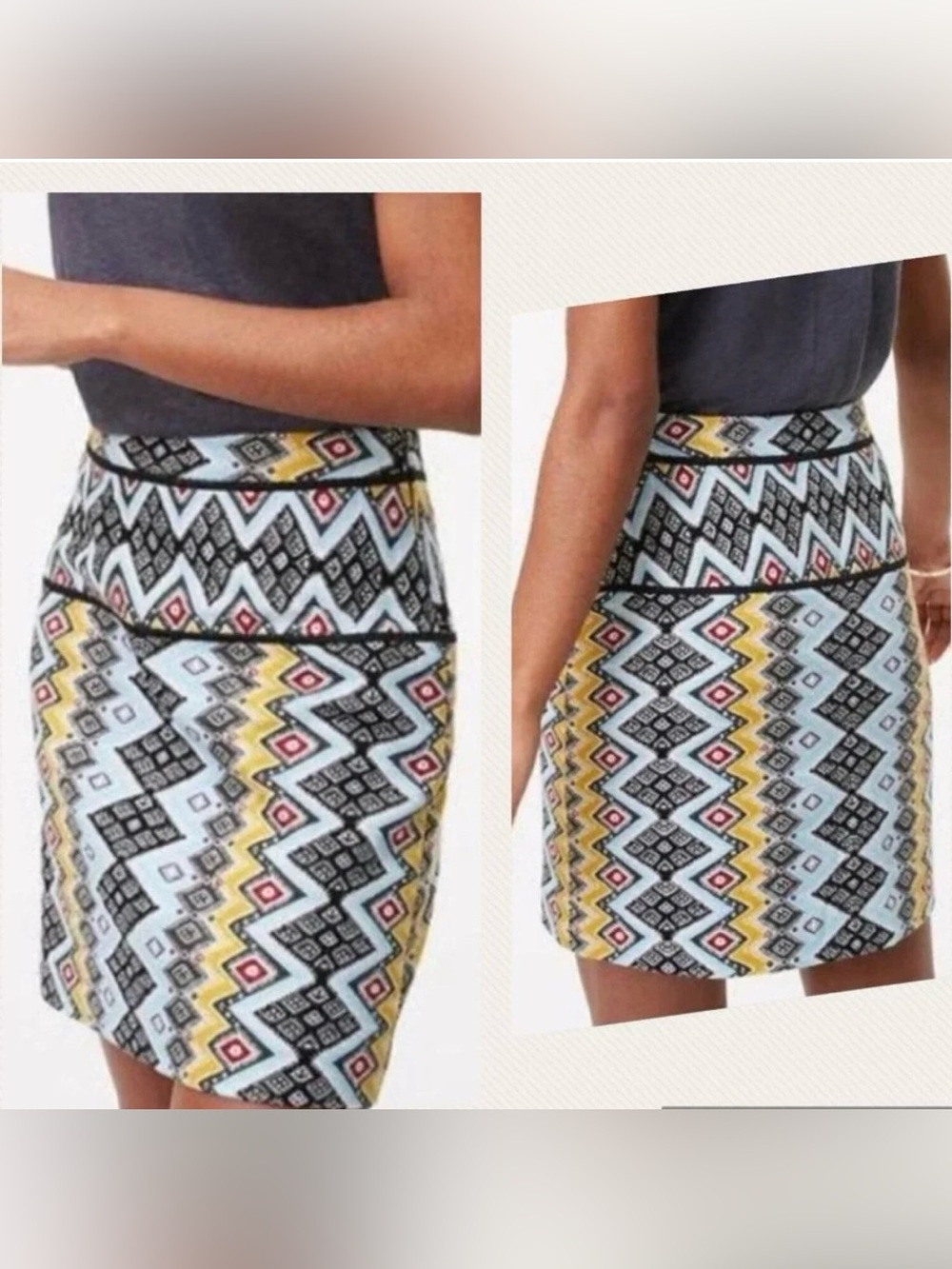 LOFT Southwestern Geometric Aztec Chevron Print Lined Mini Skirt size 4